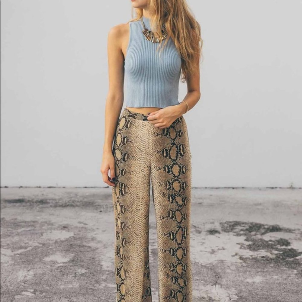 Zara Python Wide Leg Pants--XL - Picture 2 of 8